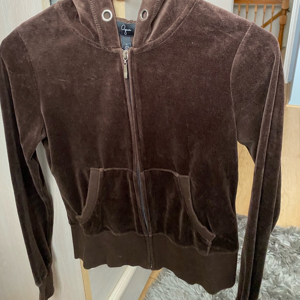 AQUA Velour Zip Hoodie